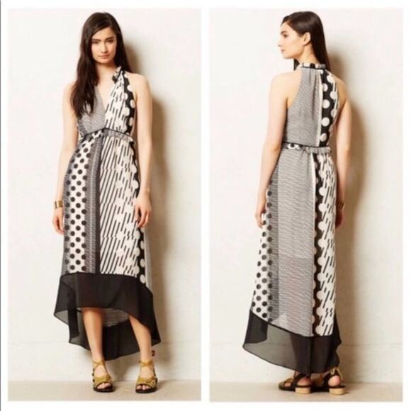 Anthropologie Maeve 2 Channeled Dot Maxi Dress